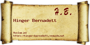 Hinger Bernadett névjegykártya